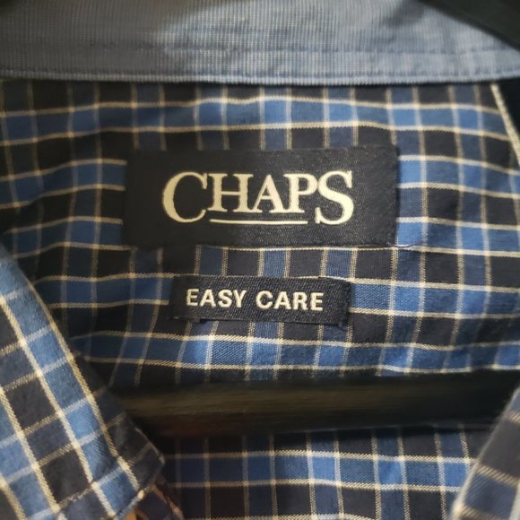 Chaps Buttons down Plaid blue shirt Mens Size L - Picture 3 of 12